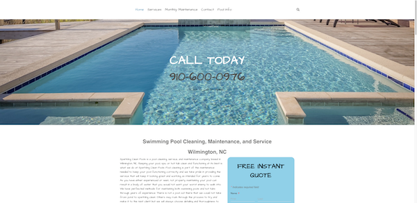 Pool cleaning website design in Wilmington, NC
