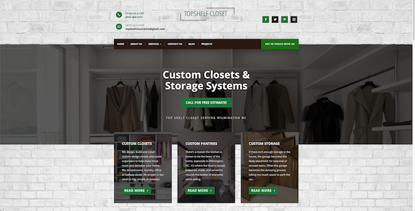 Custom Closet website designed with SEO by Local Top Three 